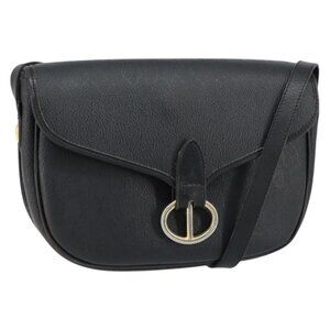 Authentic Christian Dior Honeycomb Canvas Shoulder Bag PVC Black Gold